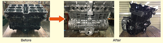 人気の空冷4気筒エンジンのOH納期を大幅に短縮。塗装下地処理にも効力を発揮する。新しいメディアの誕生により、これまで不可能とされていたキャブレターへの施工を可能とした