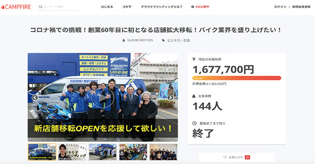 <center>167万円以上が集まったクラウドファンディングのプロジェクト</center>