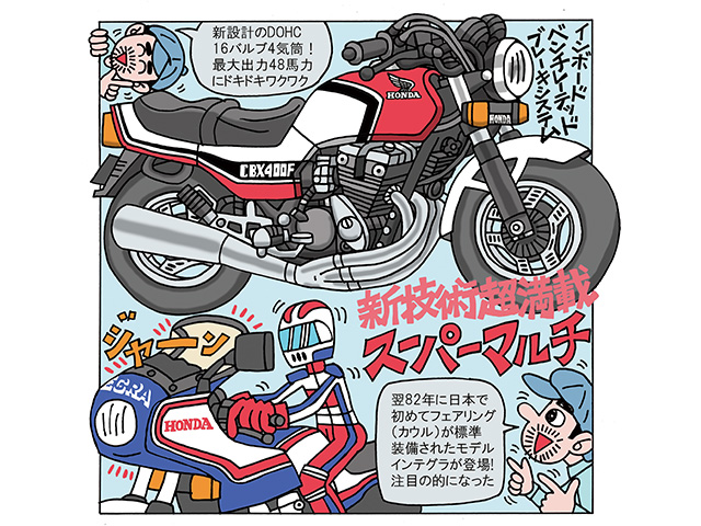 藤原かんいちのイラストでつづる400ccバイク30選「ホンダ CBX400F」