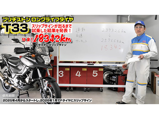 ブリヂストンツーリングタイヤ「T33」サーキット走行試乗インプレ！ 総走行距離は1万8342km！