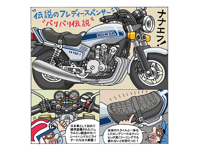 ビックバイク絵伝「CB750F」 イラストby藤原かんいち